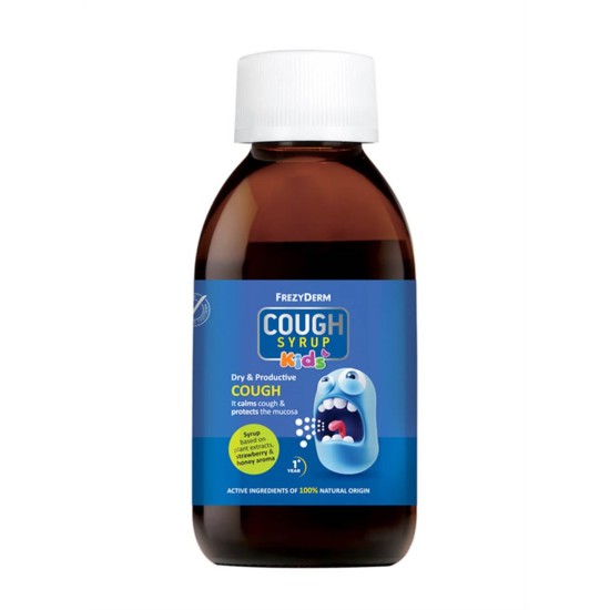 Frezyderm Cough Syrup Kids Σιρόπι για Παιδιά για Ξηρό και Παραγωγικό Βήχα χωρίς Γλουτένη Μέλι Φράουλα 182gr