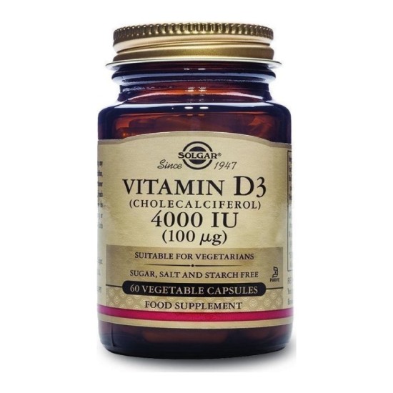 Solgar Vitamin D3 4000IU 60 φυτικές κάψουλες