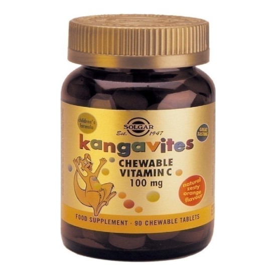 Solgar Kangavites Vitamin C 100mg 90μασώμενες ταμπλέτες Πορτοκάλι